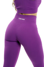 Leggings a costine viola modello CIRCE a vita alta