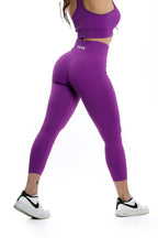 Leggings a costine viola modello CIRCE a vita alta