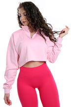 Felpa a vita corta rosa modello IRIS