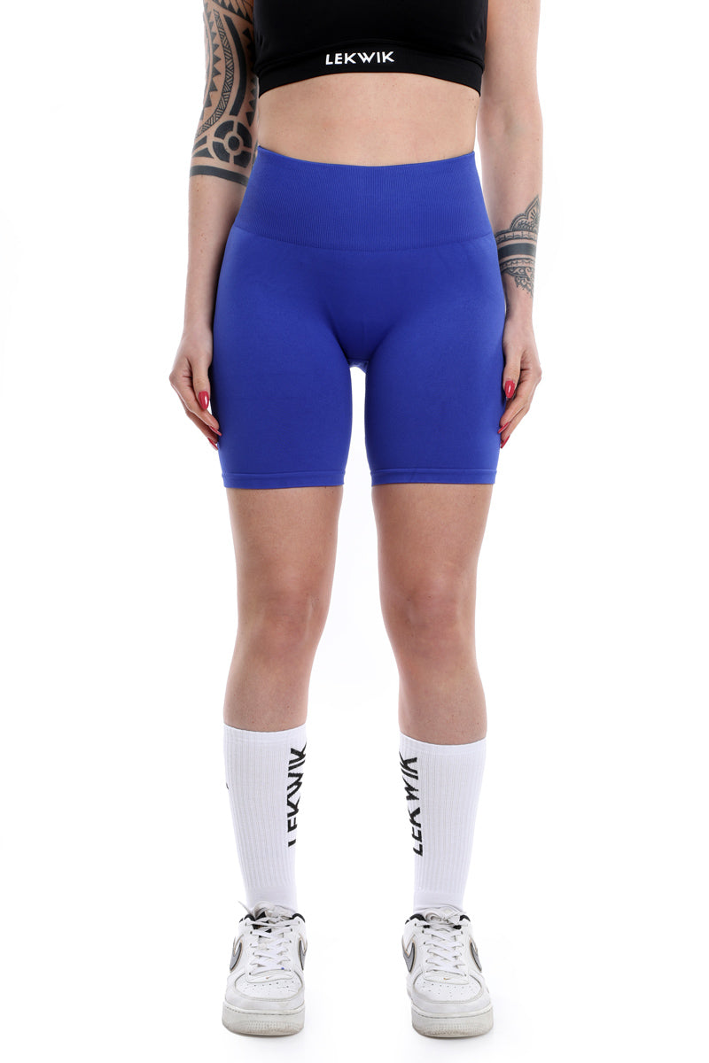 Shorts cobalto modello EVA a vita alta senza cuciture