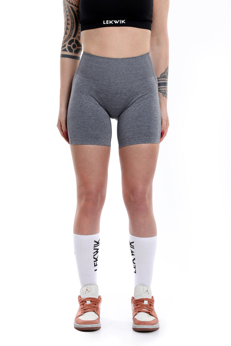 Shorts grigio modello POLLY a vita alta senza cuciture