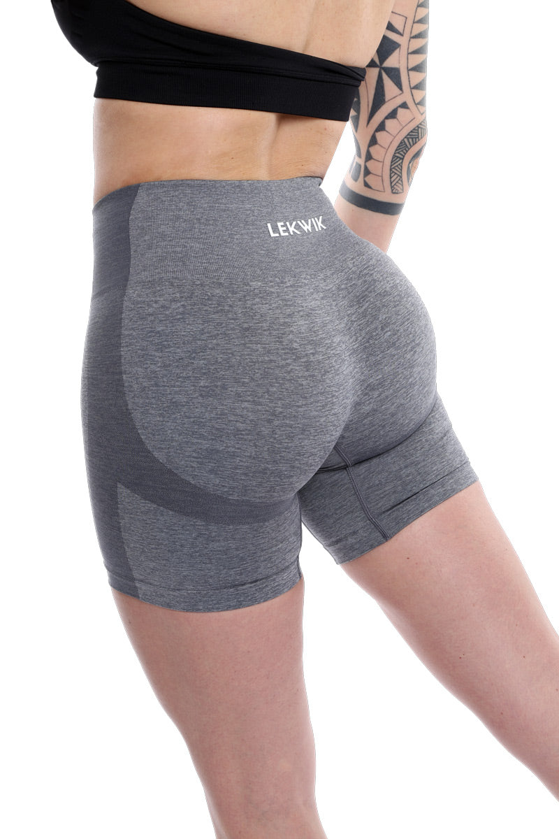 Shorts grigio modello POLLY a vita alta senza cuciture