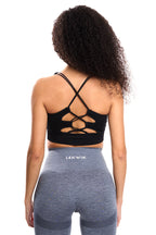 Top sportivo INES intrecciato nero