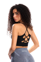 Top sportivo INES intrecciato nero