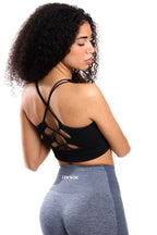 Top sportivo INES intrecciato nero