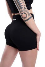 Shorts a costine nero modello CIRCE a vita alta