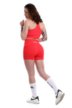 Shorts a costine rosso corallo modello CIRCE a vita alta