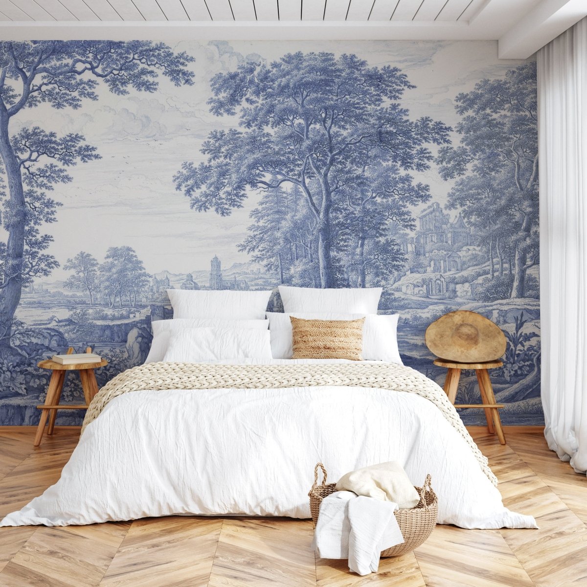 Capri Landscape Blue Vintage Wall Mural