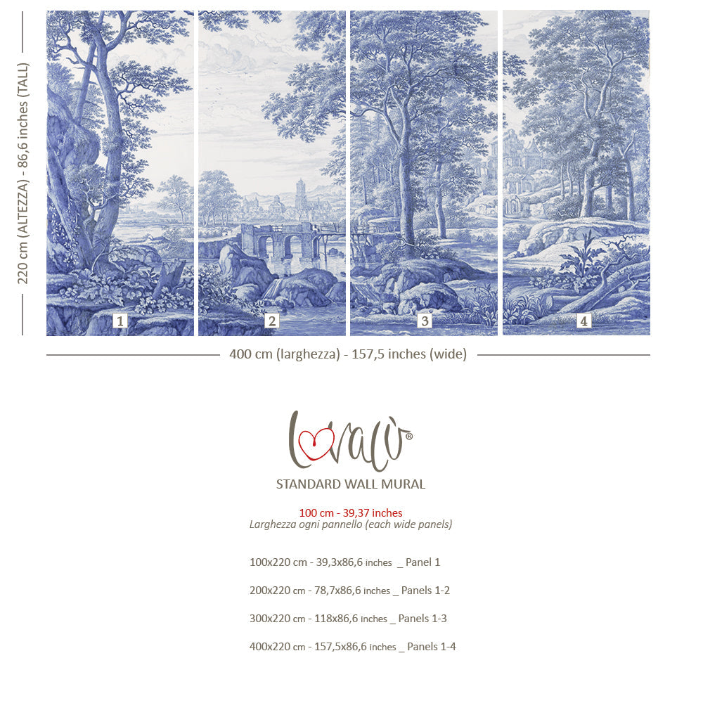 Capri Landscape Blue Vintage Wall Mural