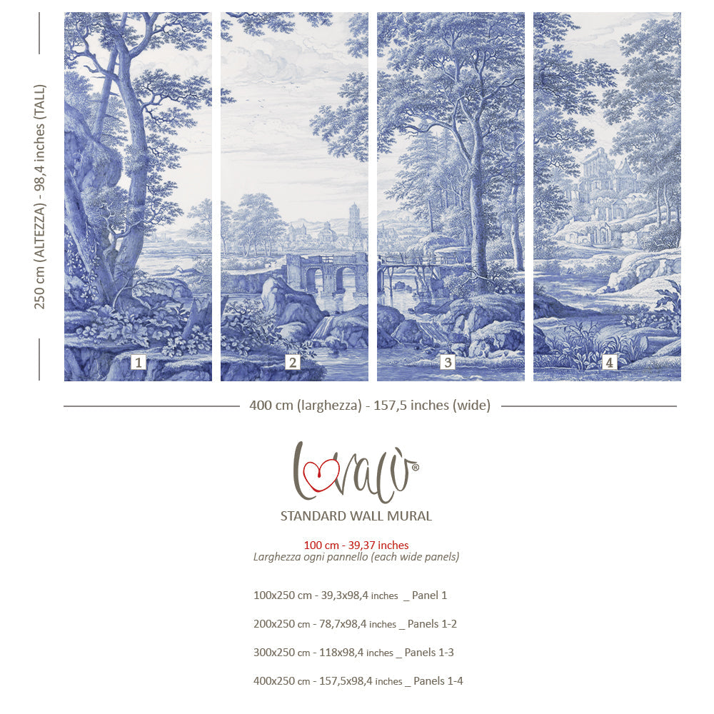 Capri Landscape Blue Vintage Wall Mural